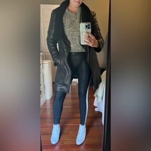 Elie Tahari Leather and Knit Coat